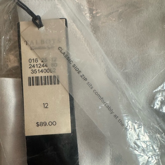 NWT Talbots White Classic Side Zip Pants Cotton Stretch Office Casual Size 12 - Picture 10 of 10